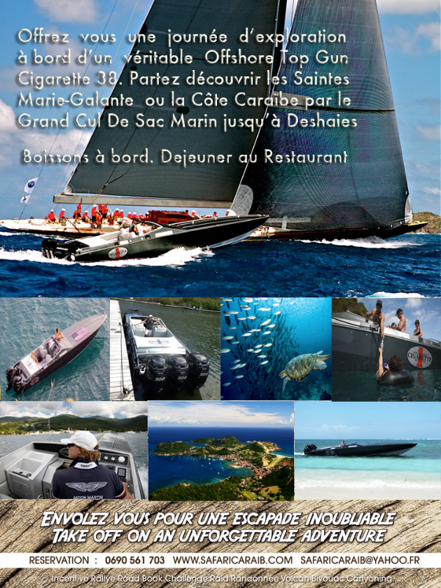 Réservez votre bateau offshore cigarette top gun 38 pour visiter les îles de la Guadeloupe